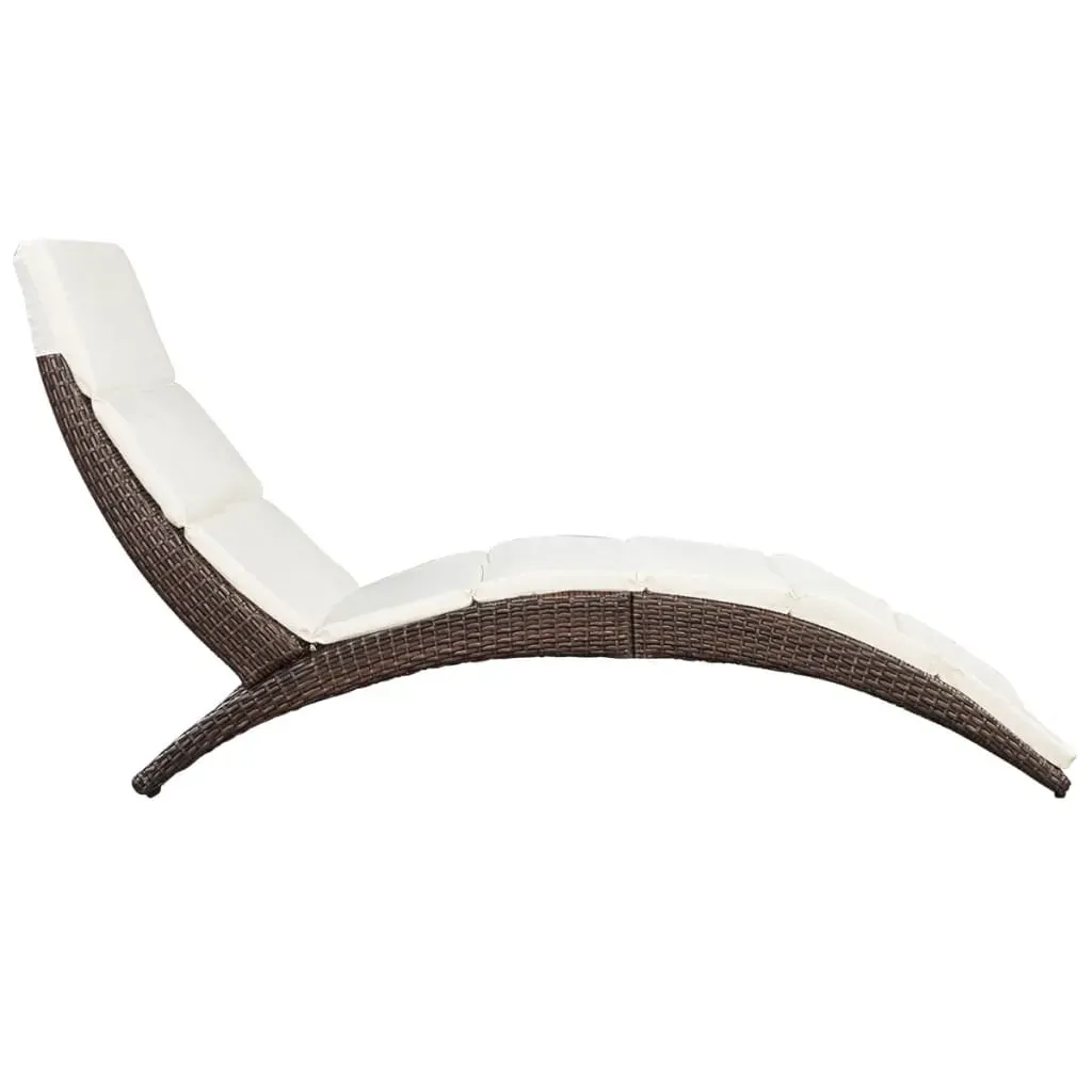 Folding Sun Lounger with Cushion Poly Rattan Price
