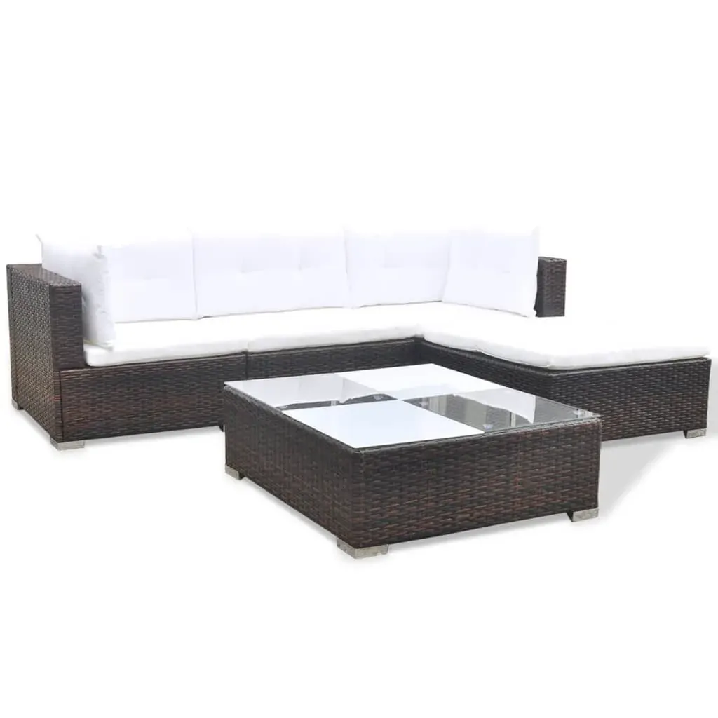 5 Piece Garden Lounge Set with Cushions Poly Rattan Price