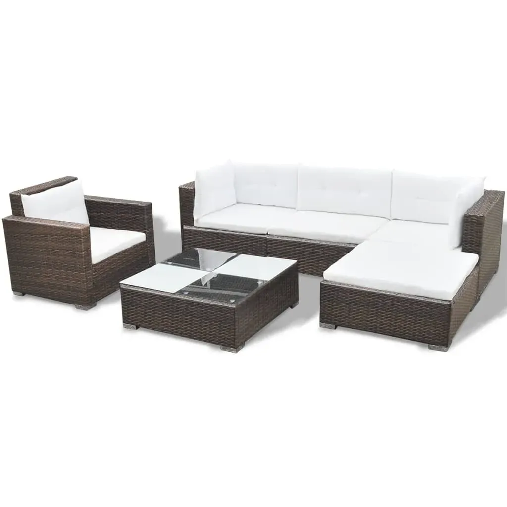 6 Piece Garden Lounge Set with Cushions Poly Rattan Price