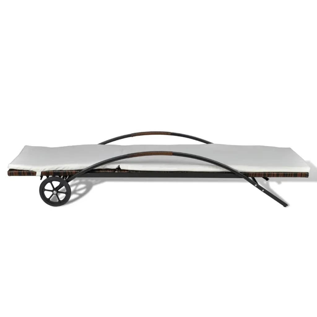 Sun Lounger with Cushion & Wheels Poly Rattan Price