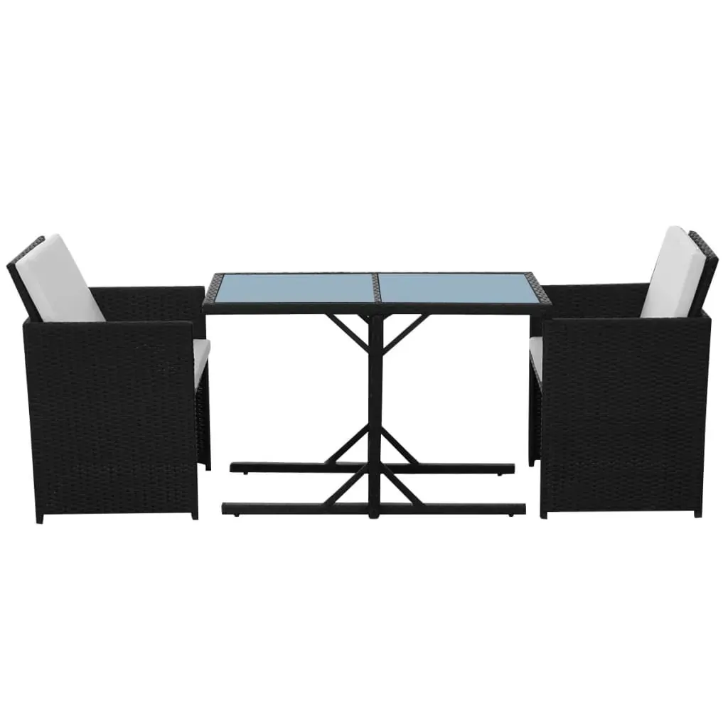 3 Piece Bistro Set with Cushions Poly Rattan Price