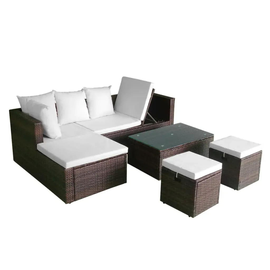 4 Piece Garden Lounge Set with Cushions Poly Rattan Price