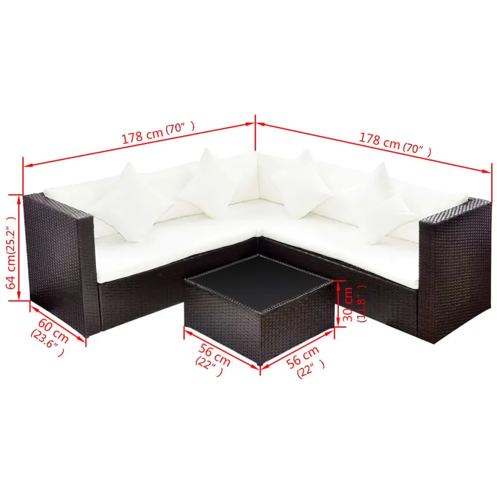 4 Piece Garden Lounge Set with Cushions Poly Rattan Price