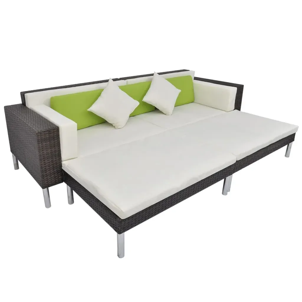 4 Piece Garden Lounge Set with Cushions Poly Rattan Price