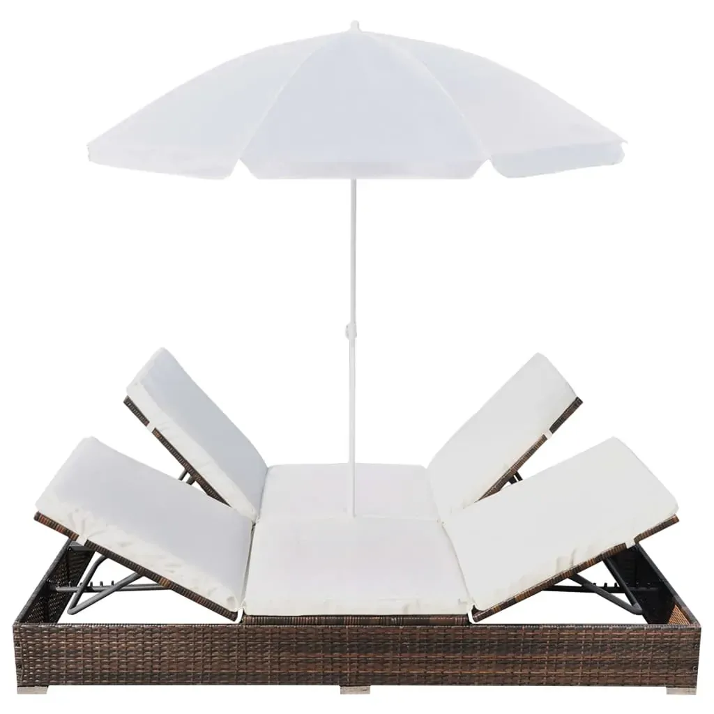 Outdoor Lounge Bed with Umbrella Poly Rattan Price