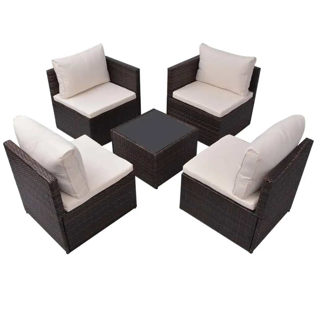 5 Piece Garden Lounge Set with Cushions Poly Rattan Price
