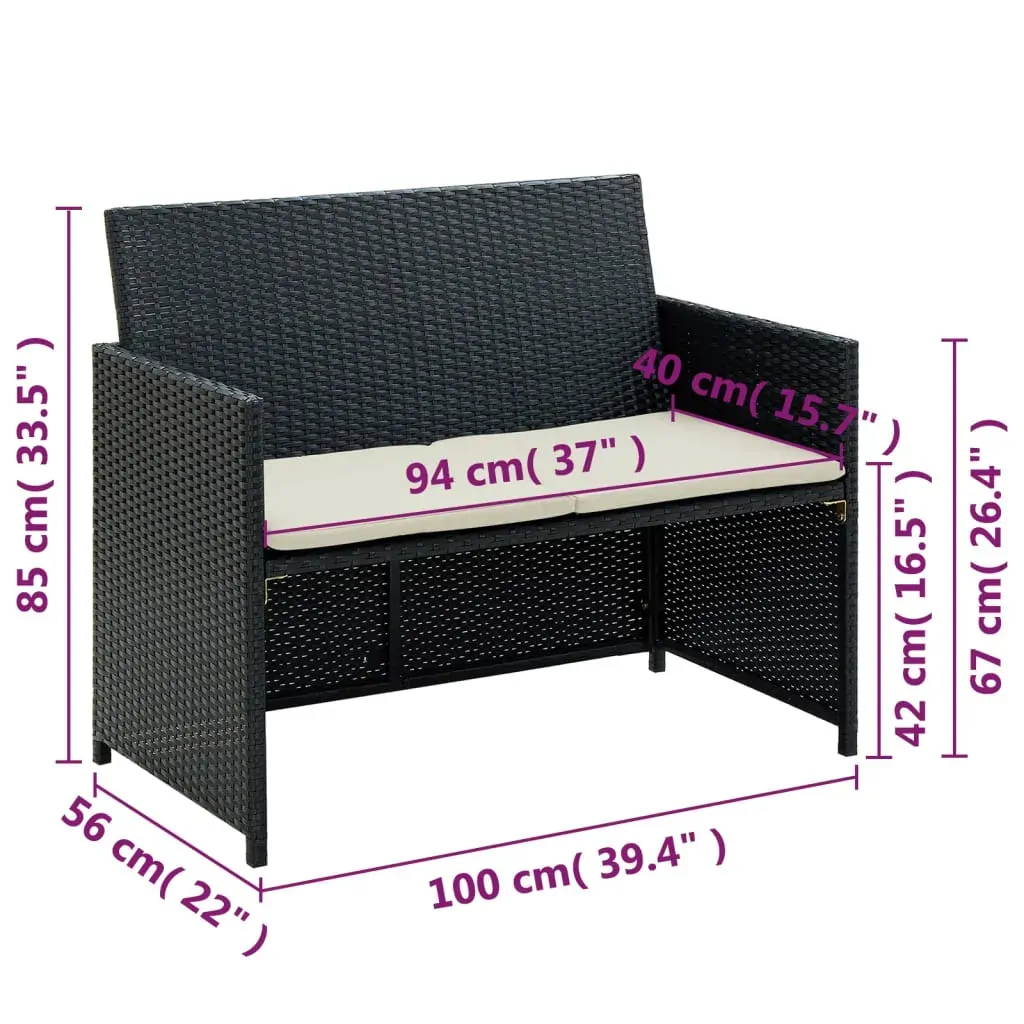 2 Seater Garden Sofa with Cushions Poly Rattan Price
