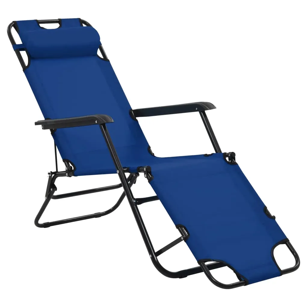 Folding Sun Loungers 2 pcs with Footrests Steel Price