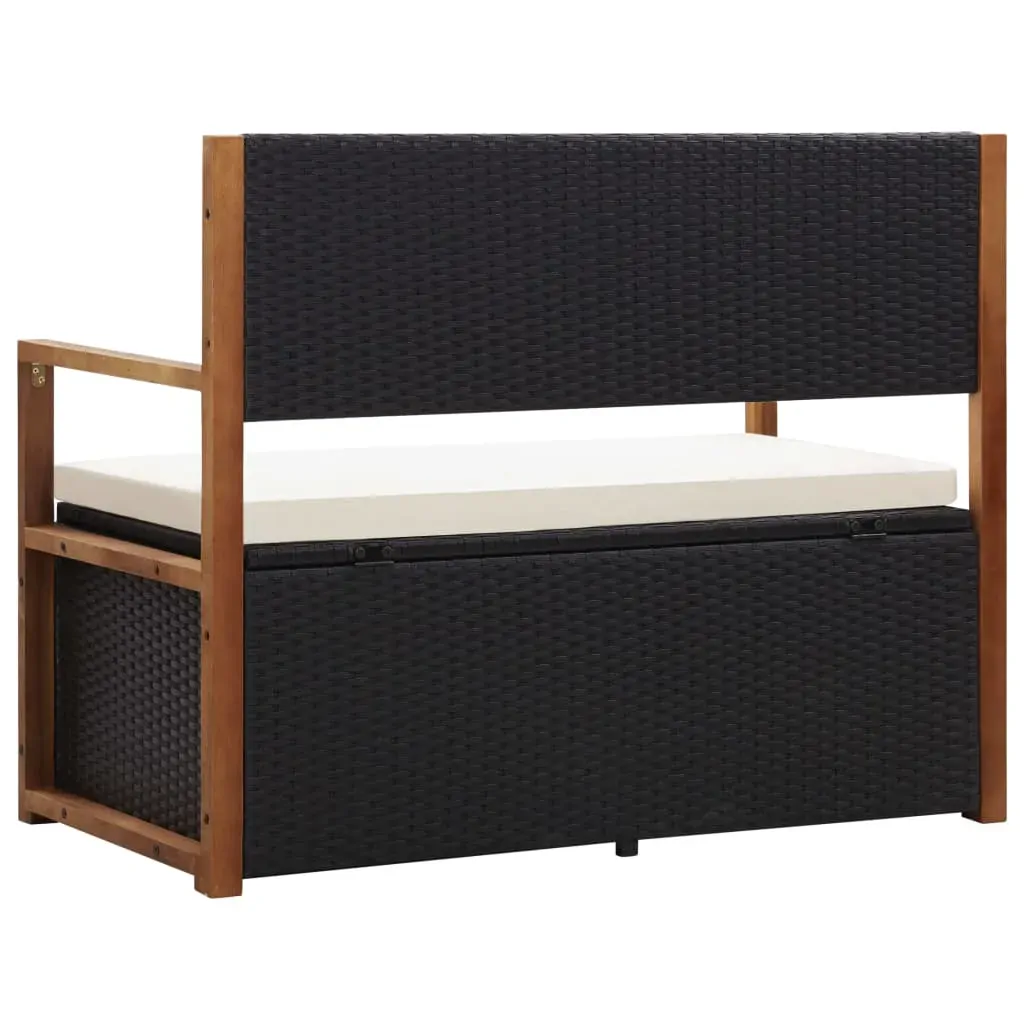 Storage Bench 110 cm Poly Rattan and Solid Acacia Wood Price
