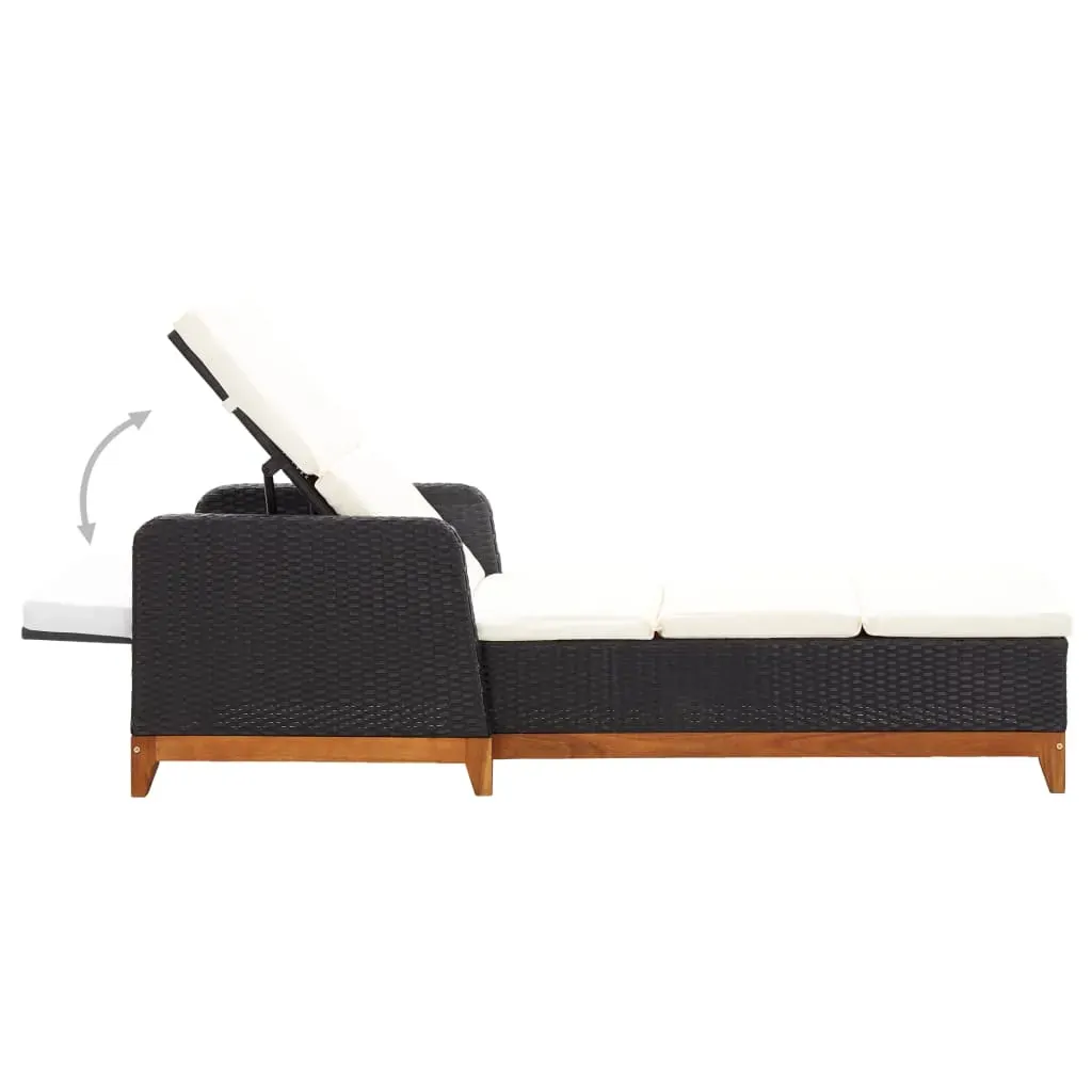Sun Lounger Poly Rattan and Solid Acacia Wood Price