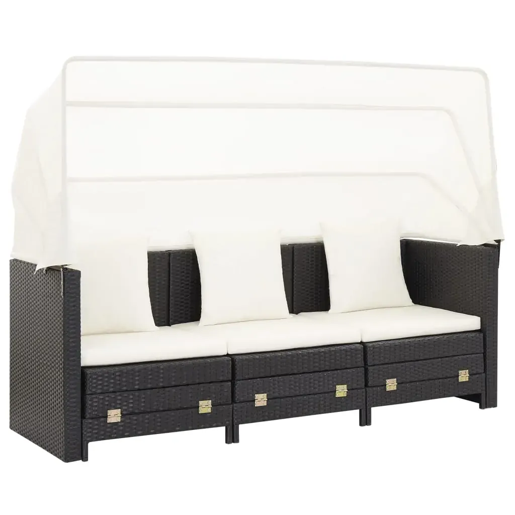 Extendable 3-Seater Sofa Bed with Roof Poly Rattan Price