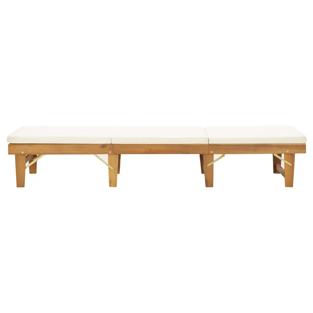 Folding Sun Lounger with Cushion Solid Acacia Wood Price