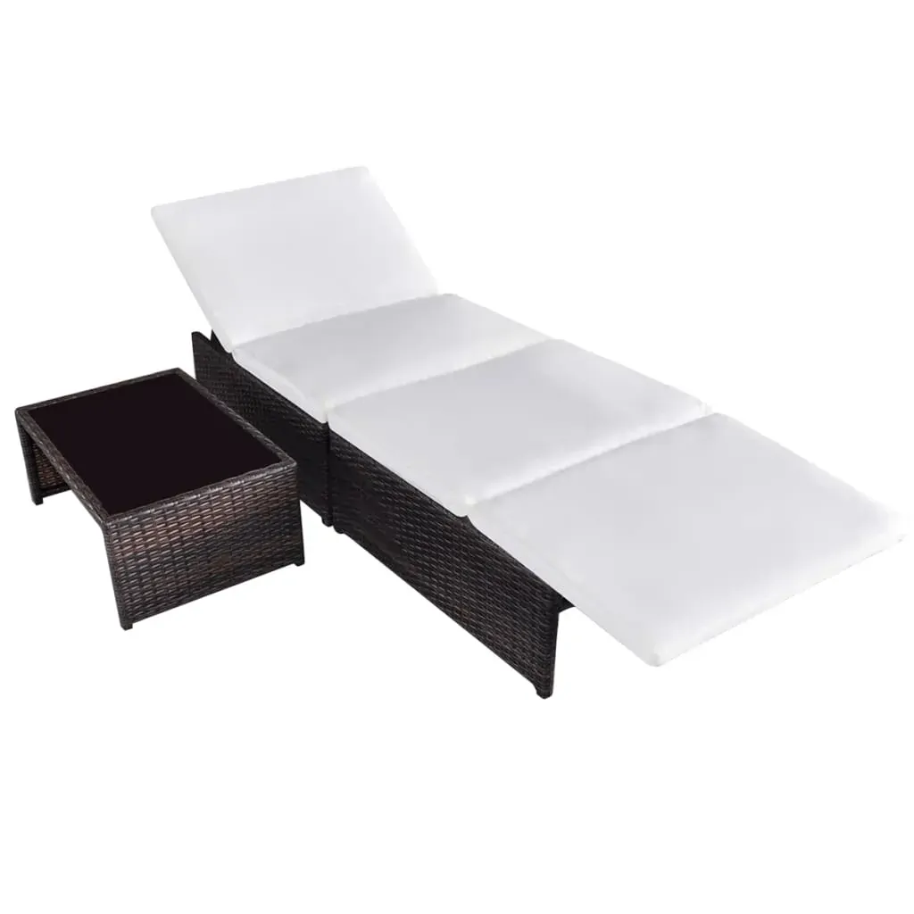 Sun Loungers 2 pcs with Table Poly Rattan Price