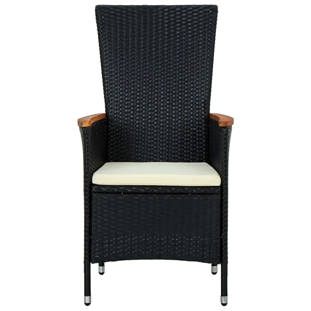 Outdoor Dining Set Poly Rattan Acacia Wood Black Price