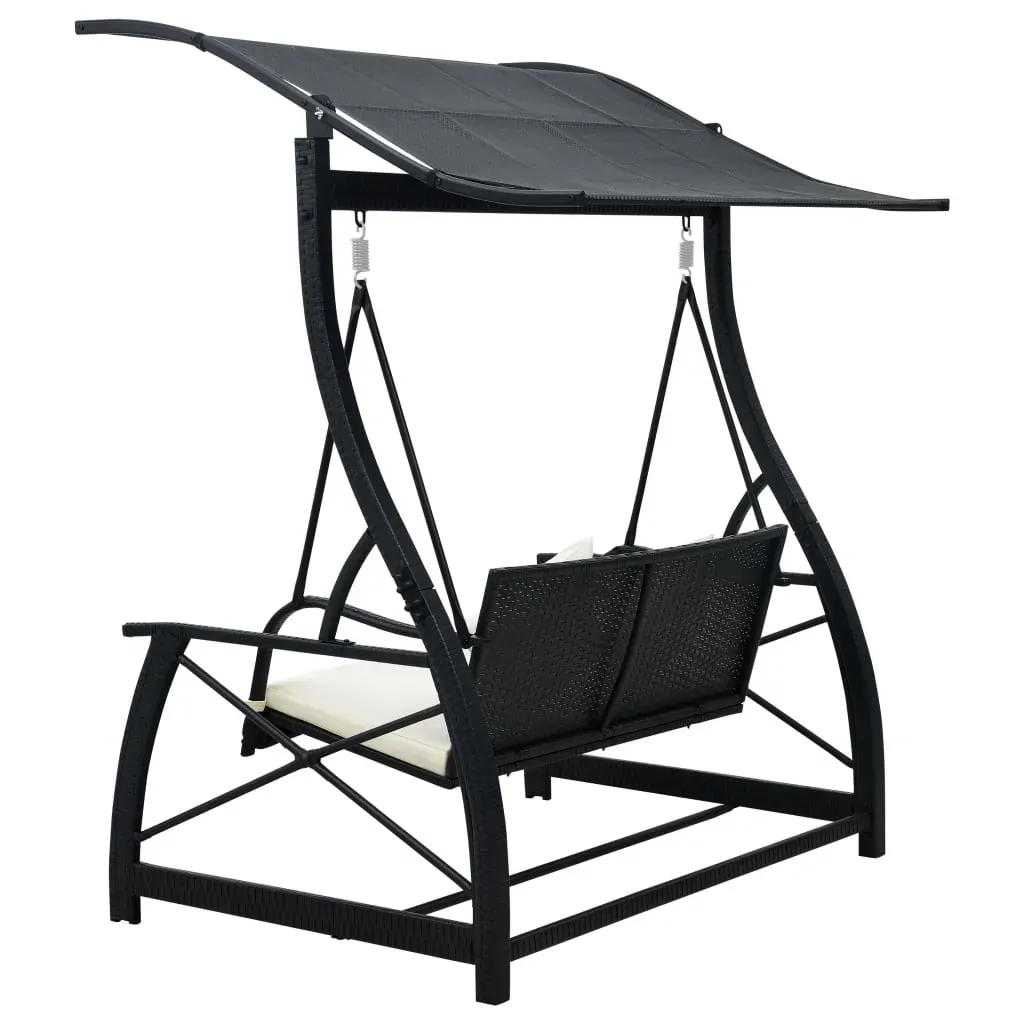 3-Seater Garden Swing Bench with Canopy Poly Rattan Price