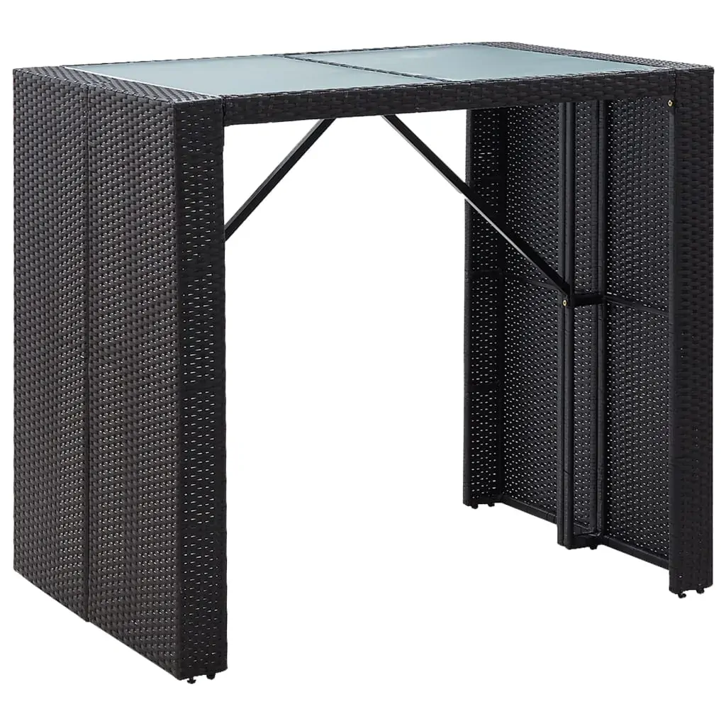 Outdoor Bar Set Poly Rattan and Glass Black Price
