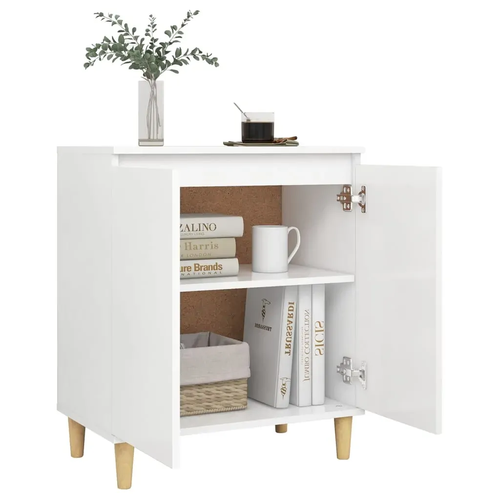 Sideboard with Solid Wood Legs 60x35x70 cm Engineered Wood Price
