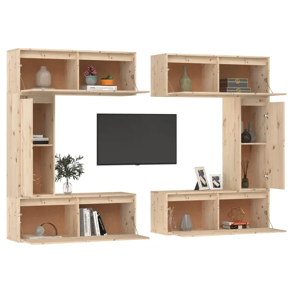 Poinciana TV Cabinets 6 pcs Solid Wood Pine Price