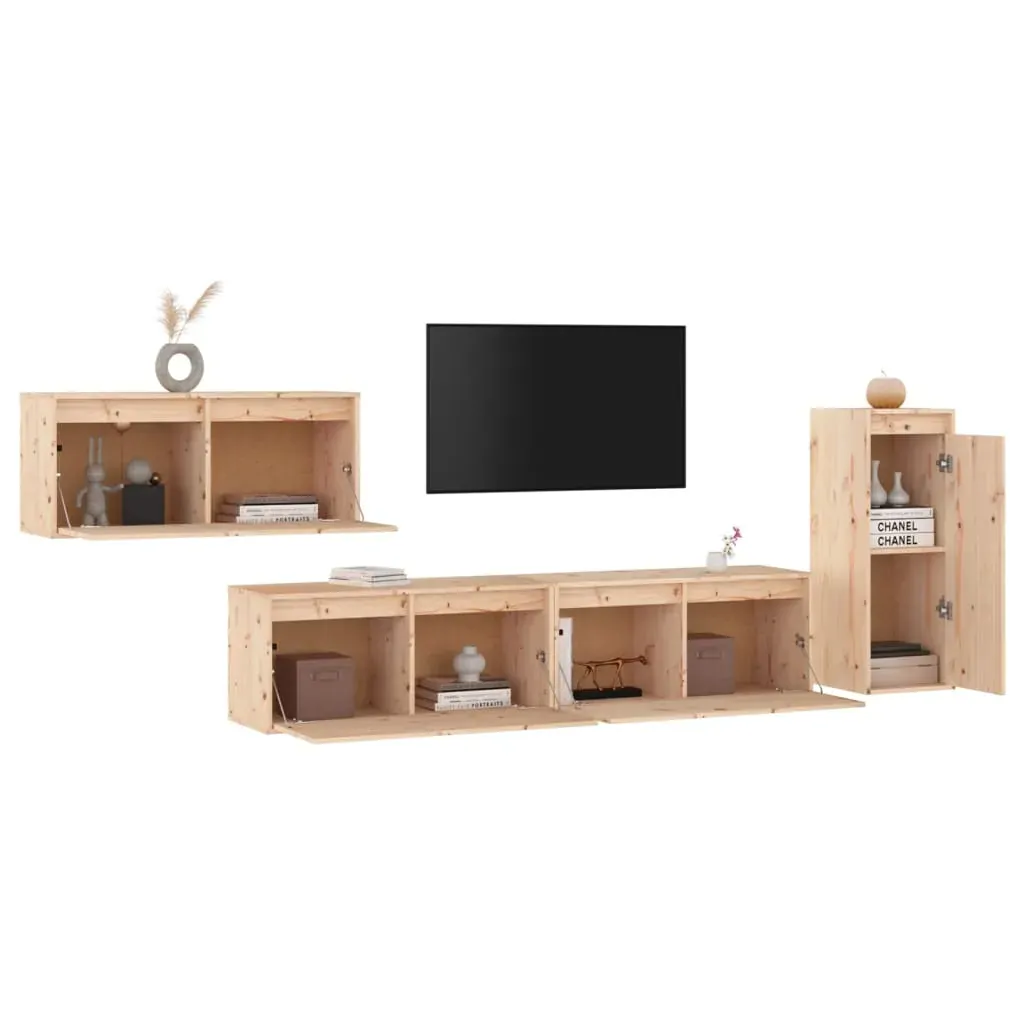 Canterbury TV Cabinets 4 pcs Solid Wood Pine Price