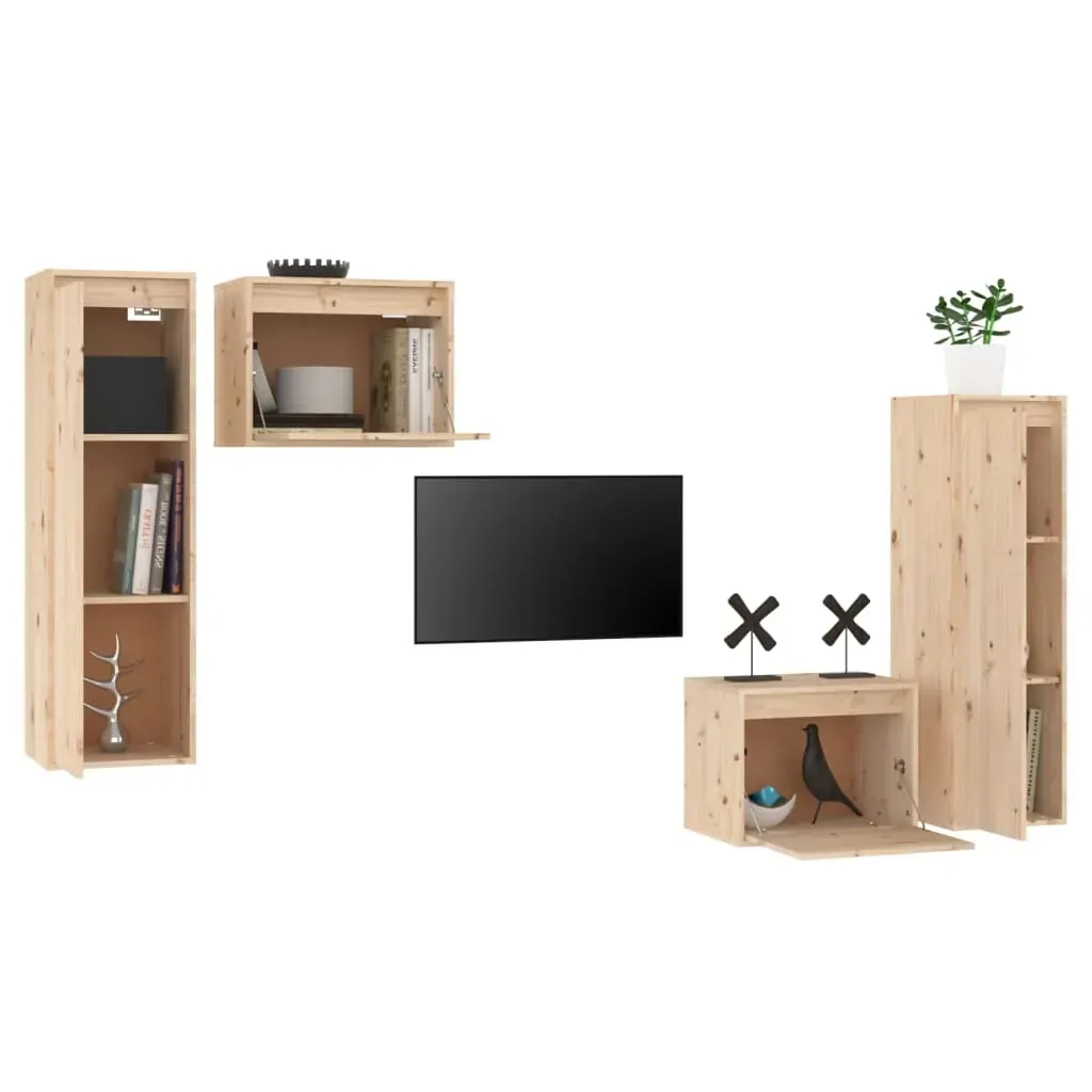Airdrie TV Cabinets 4 pcs Solid Wood Pine Price