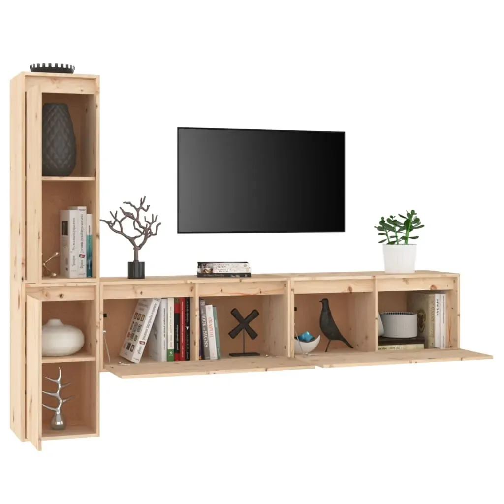 Hempstead TV Cabinets 4 pcs Solid Wood Pine Price