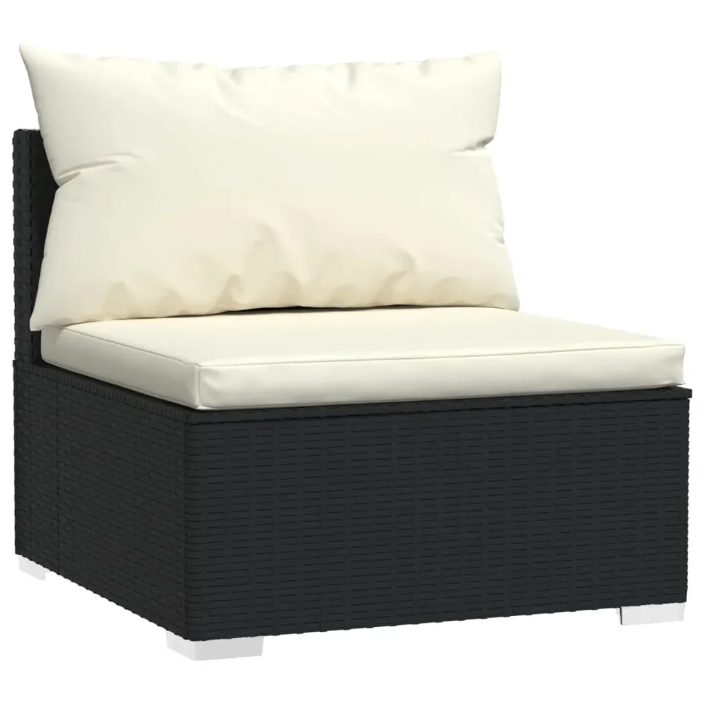 Garden Lounge Set with Cushions Black Poly Rattan Price