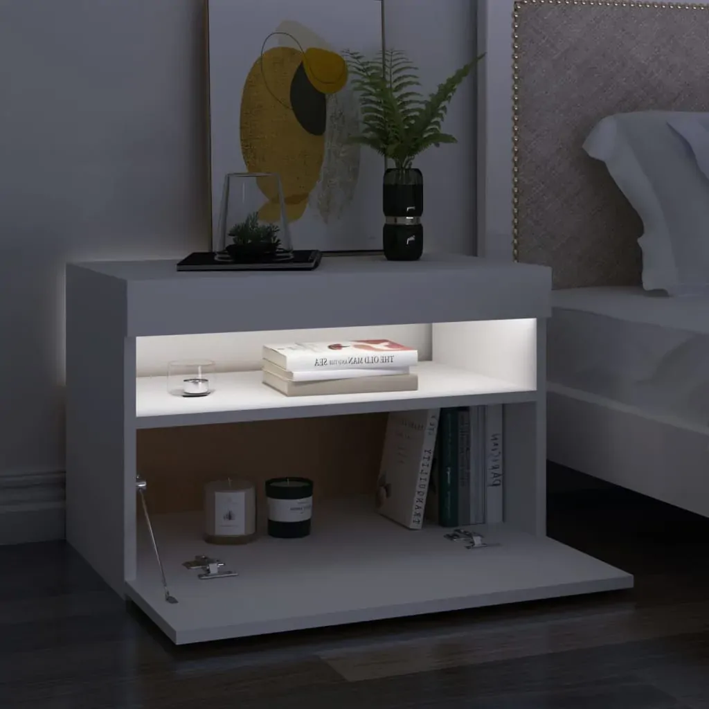 Northampton Bedside Cabinet & LED Lights 60x35x40 cm Engineered Wood Price