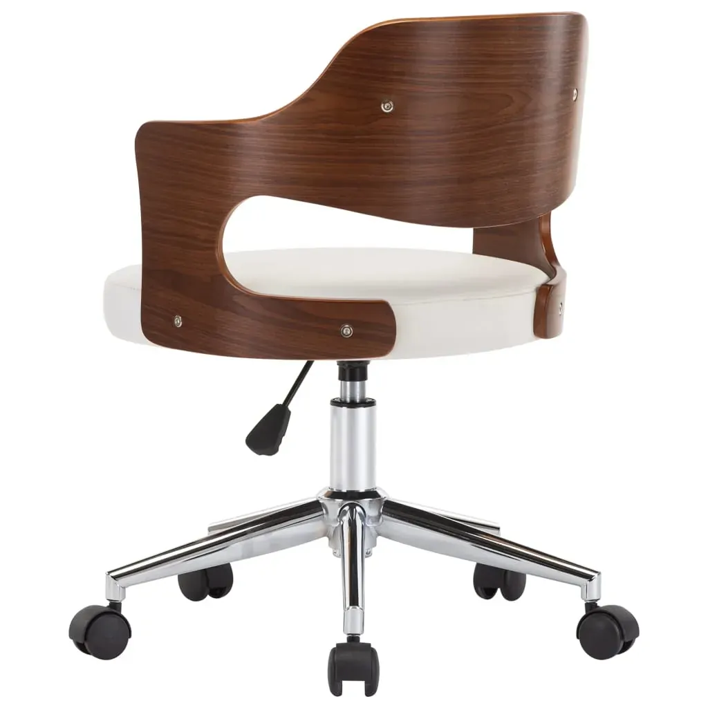 Swivel Dining Chair White Bent Wood and Faux Leather Price