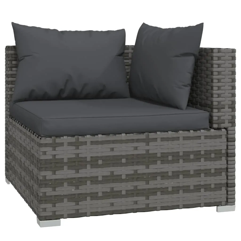 Garden Lounge Set with Cushions Poly Rattan Grey Price
