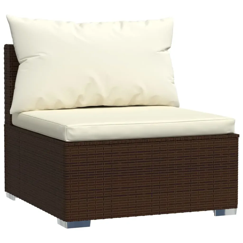 Garden Lounge Set with Cushions Poly Rattan Brown Price