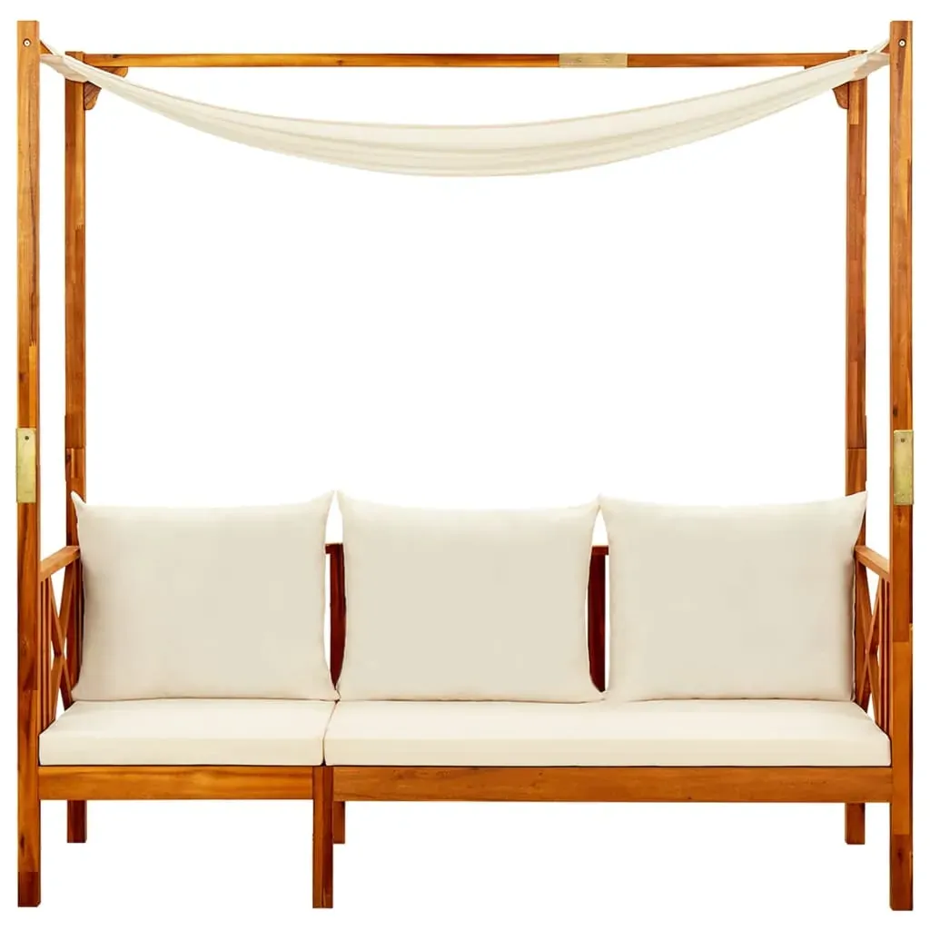 Garden Bench with Canopy and Footrests Solid Acacia Wood Price