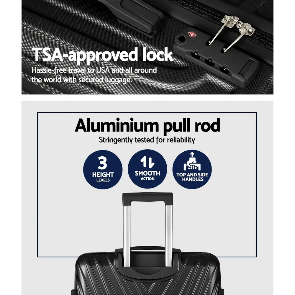 3pc Luggage 20'' 24'' 28'' Trolley Suitcase Sets Travel TSA Hard Case Lightweight Price