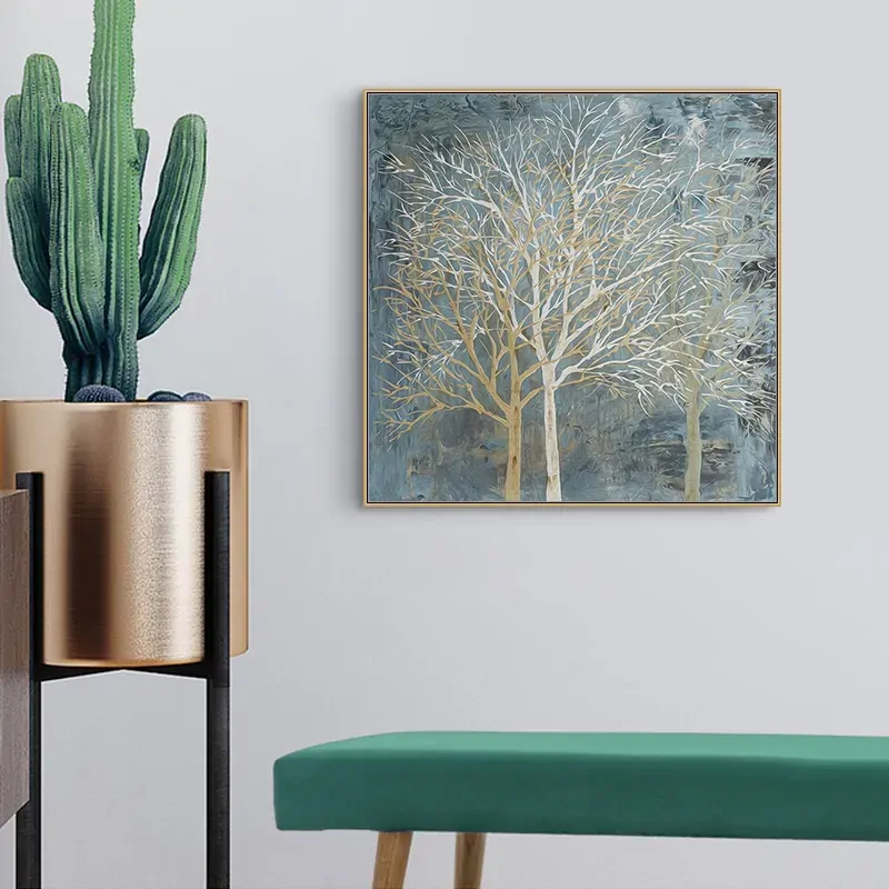 Forest In The Twilight Trees Gold Frame Canvas Wall Art Price