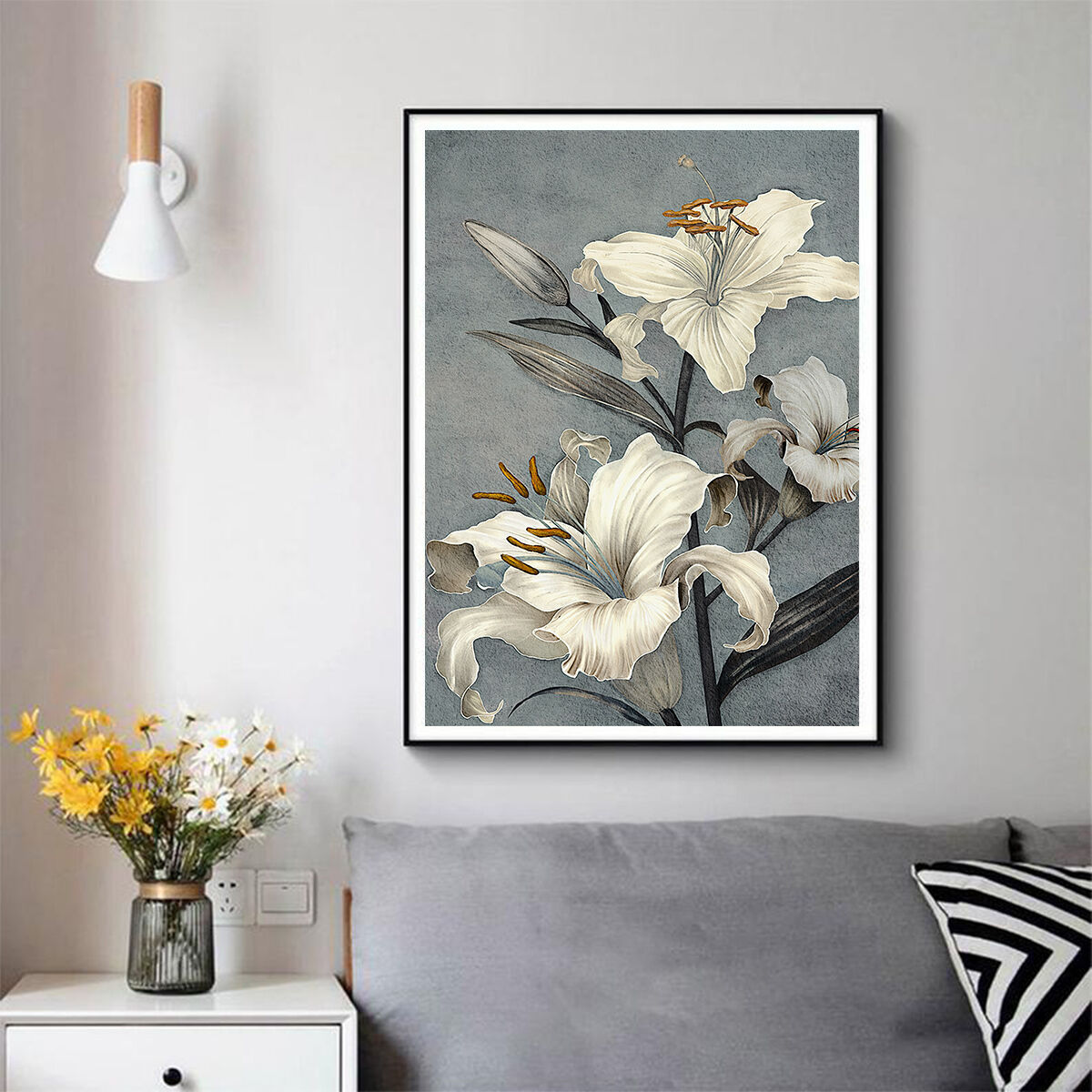 Floral Lily II Black Frame Canvas Wall Art Price