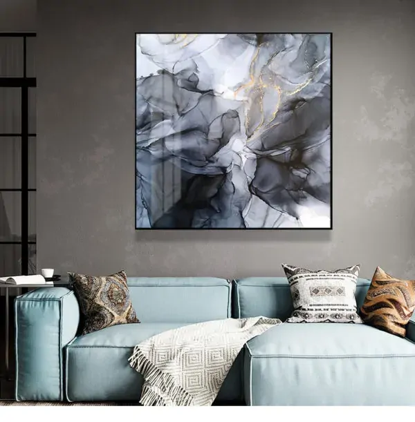 Marbled Black Grey Black Frame Canvas Wall Art Price