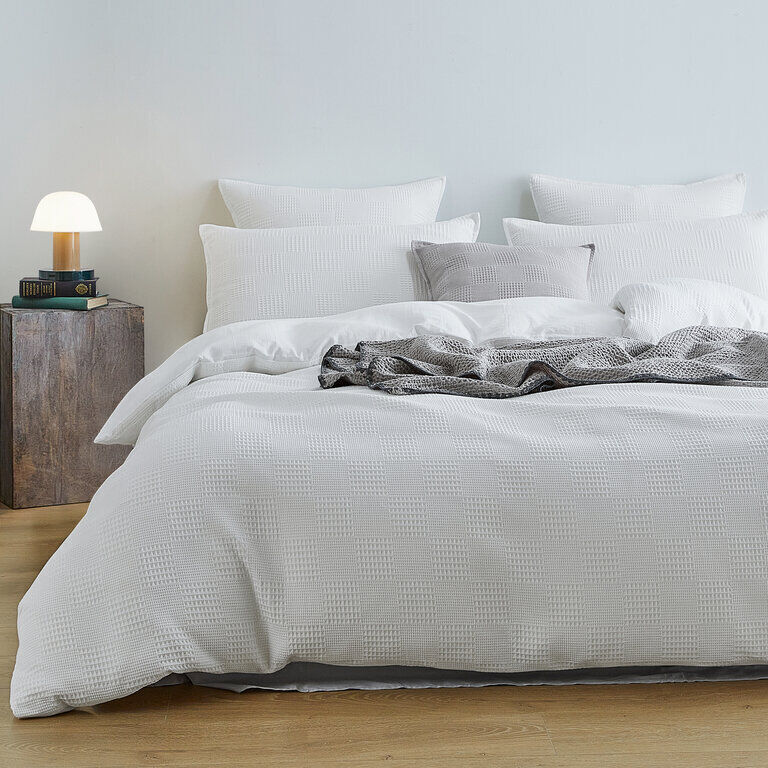 100% Cotton checkered waffle quilt cover set Price