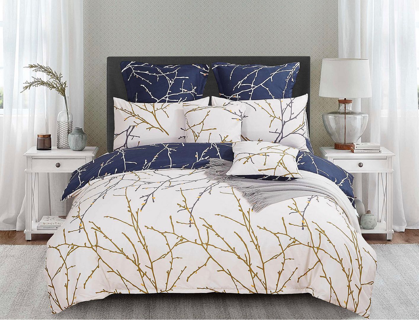 Tree ReversibleQuilt/Doona/Duvet Cover Set - Beige Price