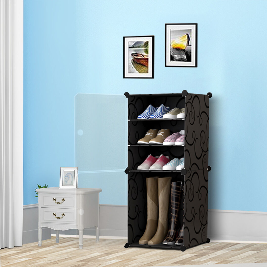 4 Tier Shoe Rack Organizer Sneaker Footwear Storage Stackable Stand Cabinet Portable Wardrobe with Cover Price