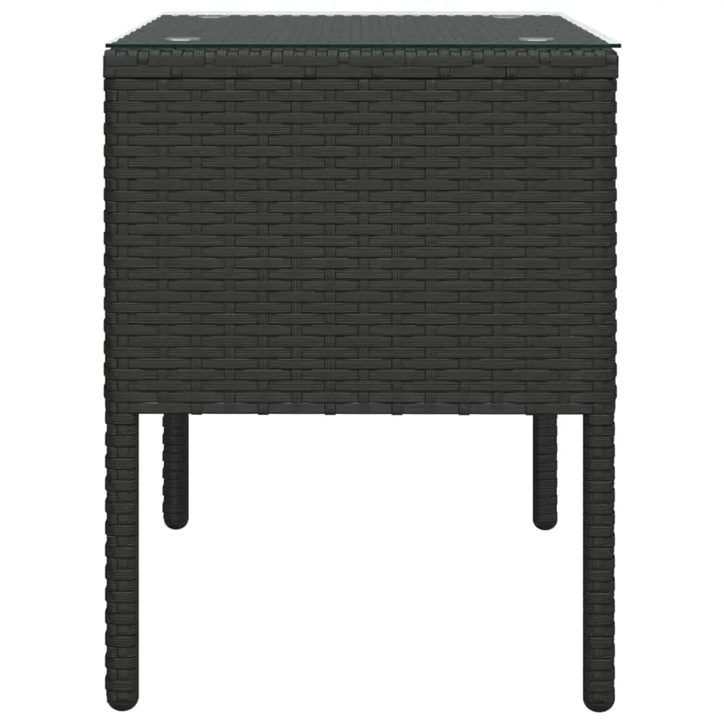 Side Table 53x37x48 cm Poly Rattan and Tempered Glass Price