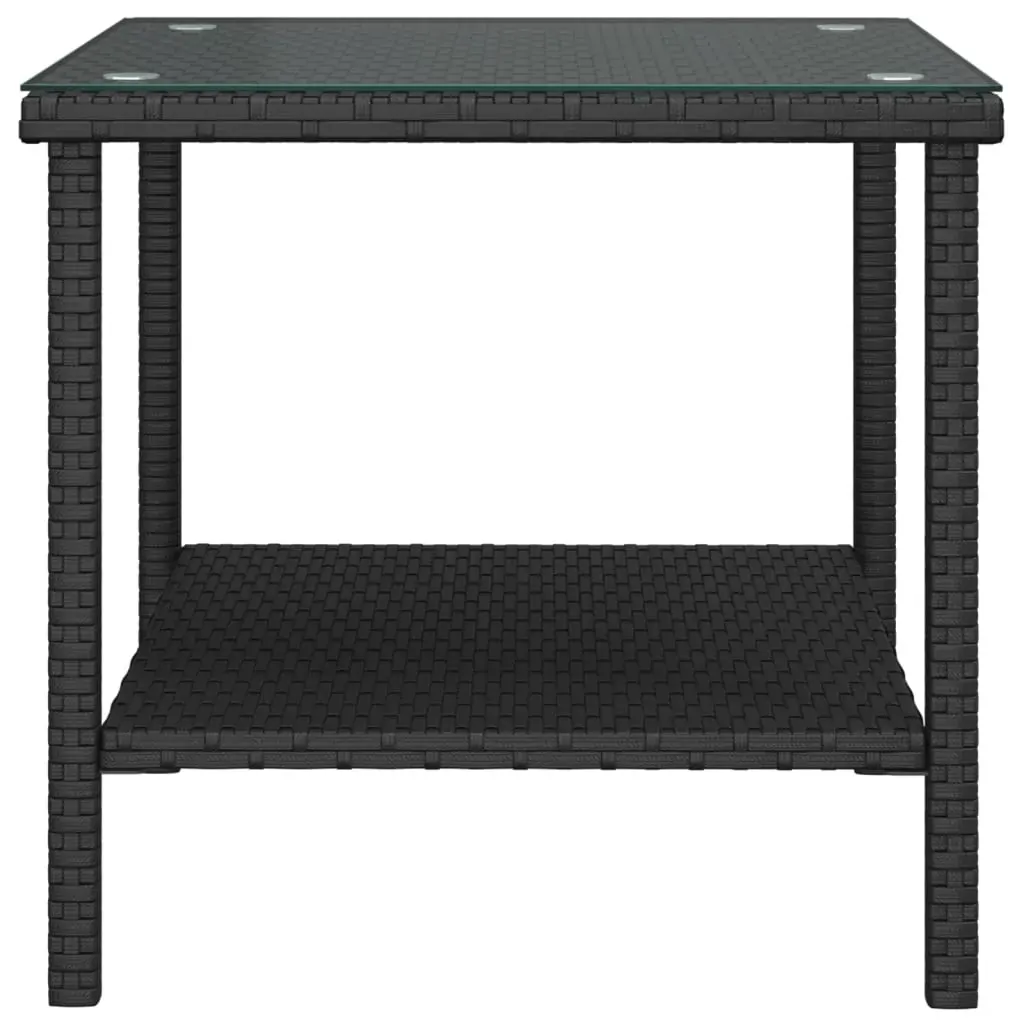 Side Table 45x45x45 cm Poly Rattan and Tempered Glass Price