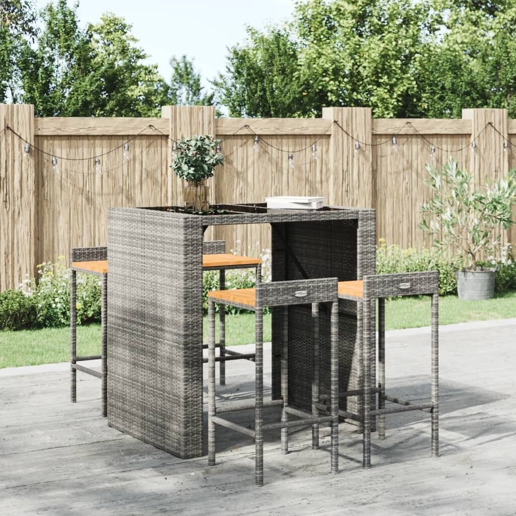 Bar Stools Poly Rattan and Solid Wood Acacia Price