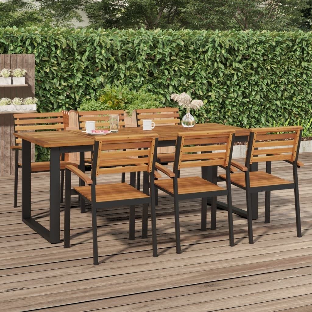 Garden Table with U-shaped Legs Solid Wood Acacia Price