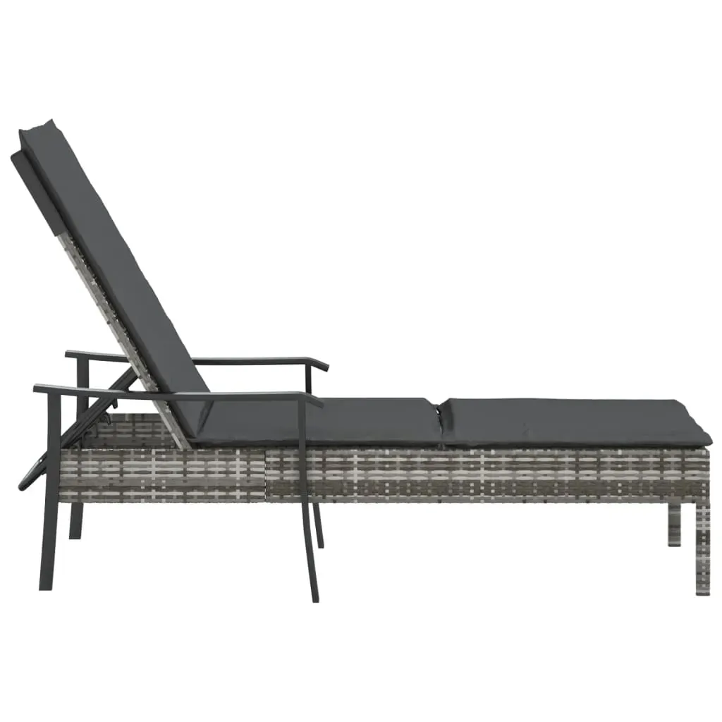 Sun Loungers & Table and Cushions Grey Poly Rattan Price