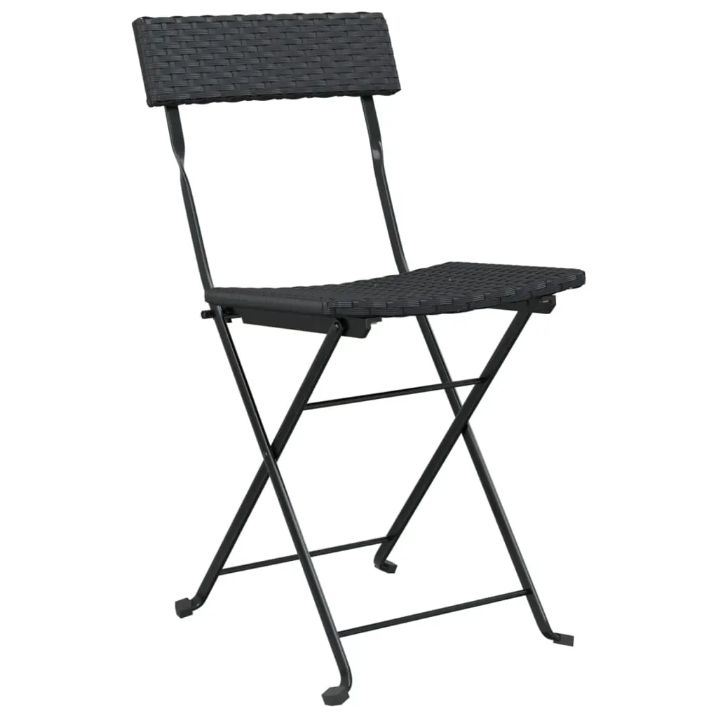 Folding Bistro Set Black Poly Rattan Price