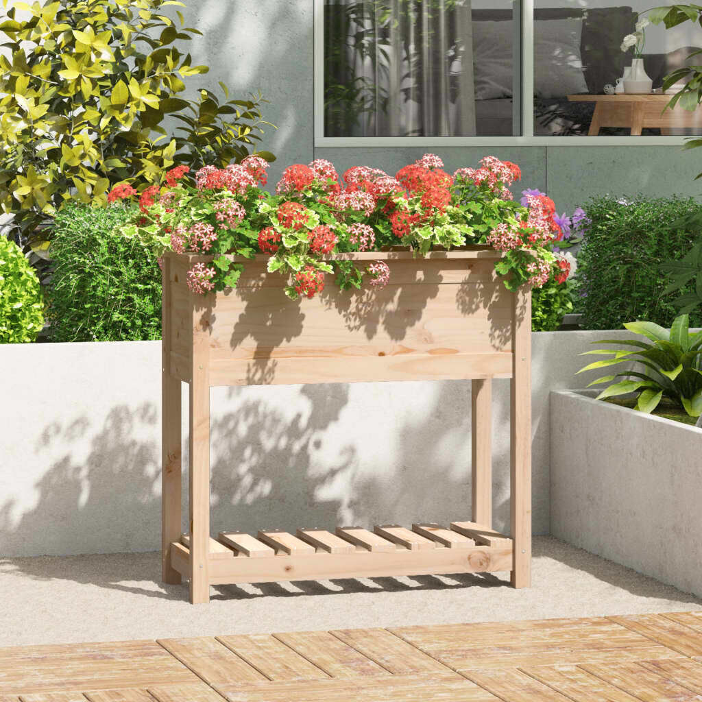 Planter with Shelf Solid Wood Pine Price