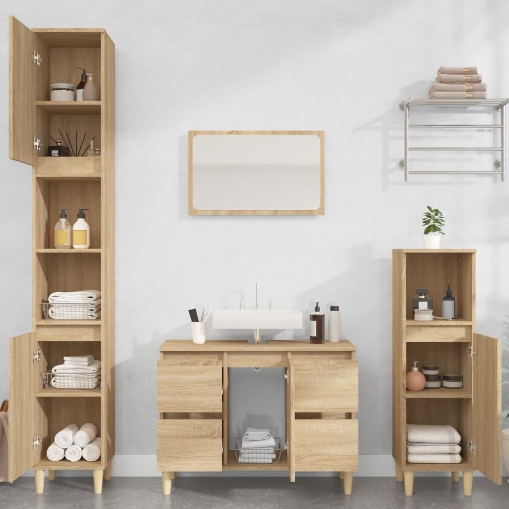 3 Piece Bathroom Furniture Set Engineered Wood Price