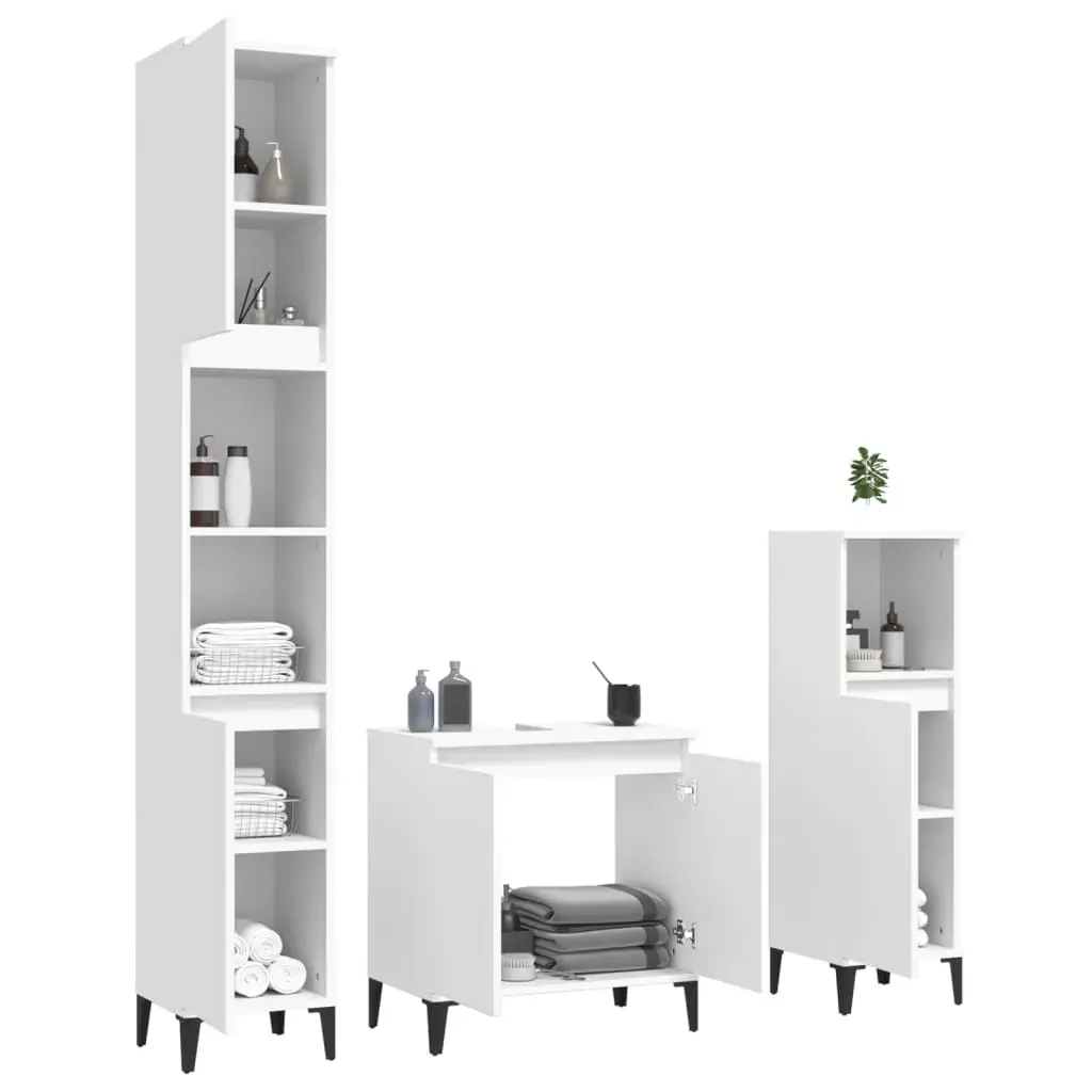 3 Piece Bathroom Furniture Set Engineered Wood Price