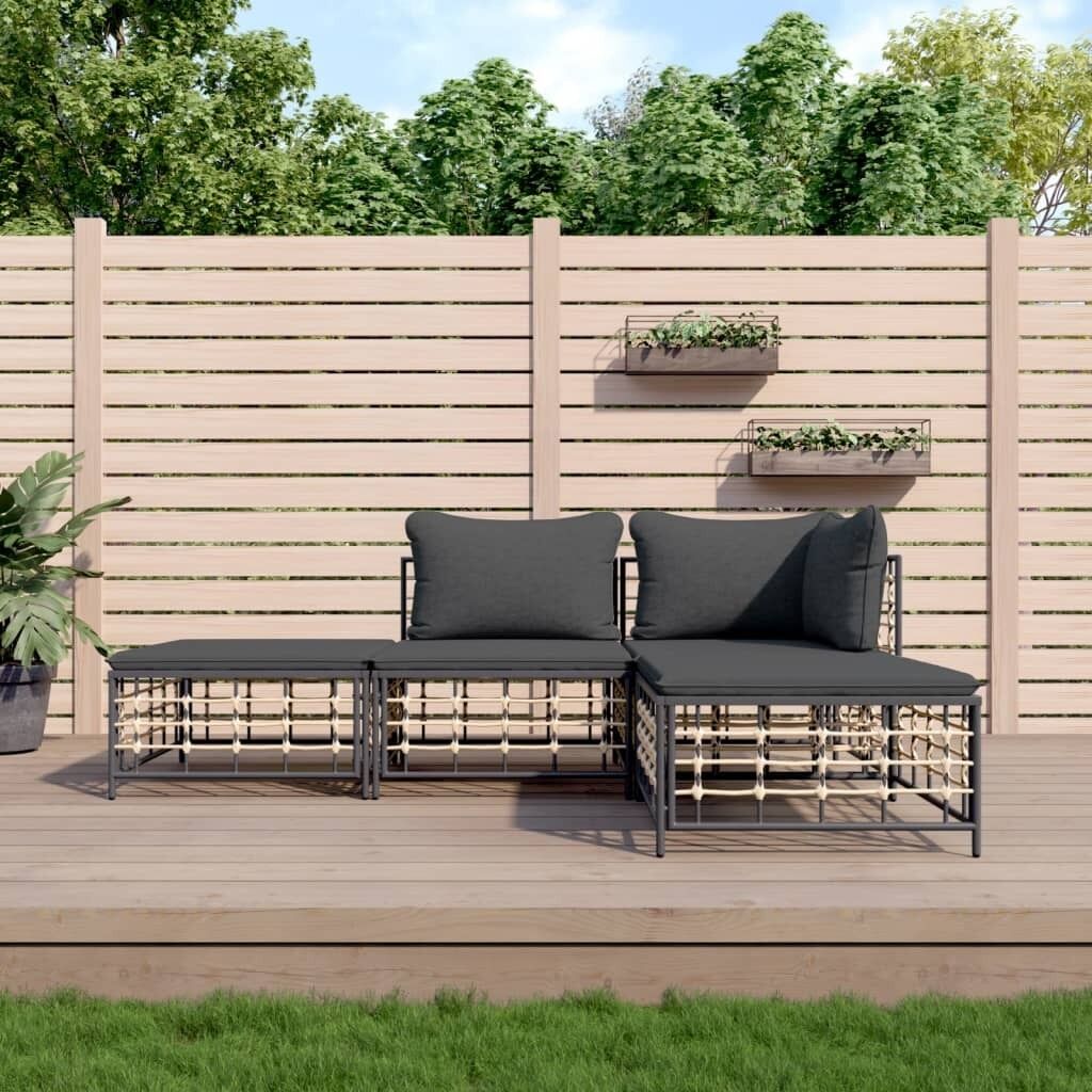 Garden Lounge Set with Cushions Anthracite Poly Rattan Price