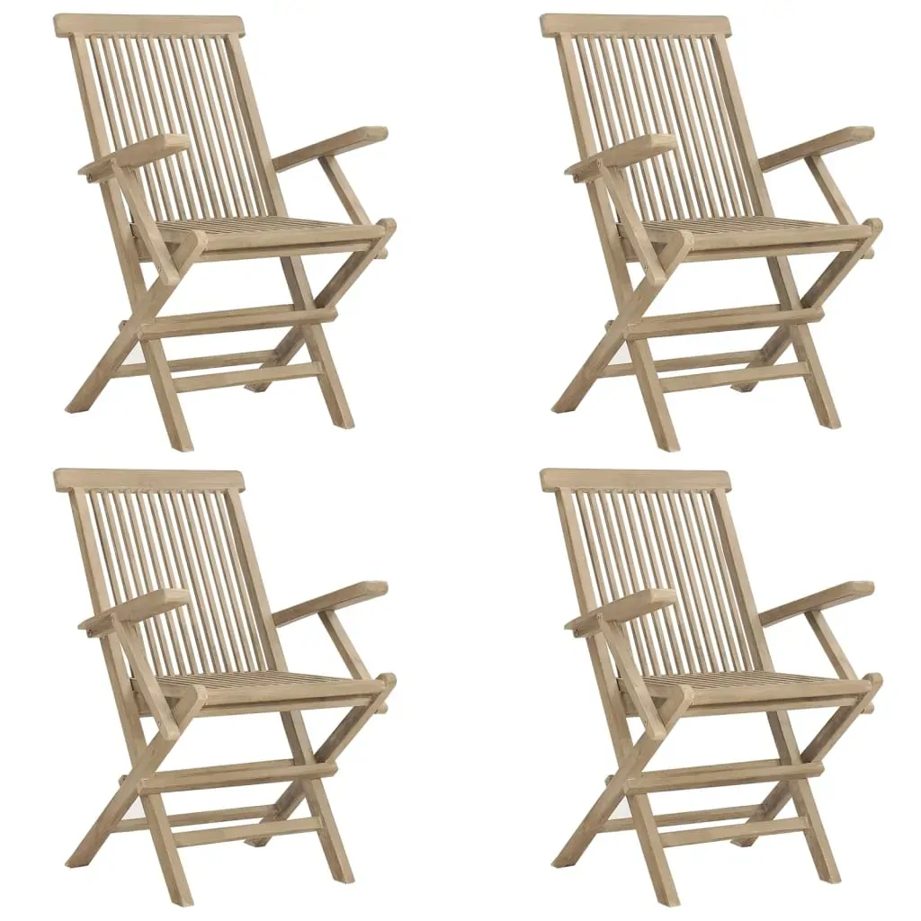 Garden Dining Set Grey Solid Wood Teak Price