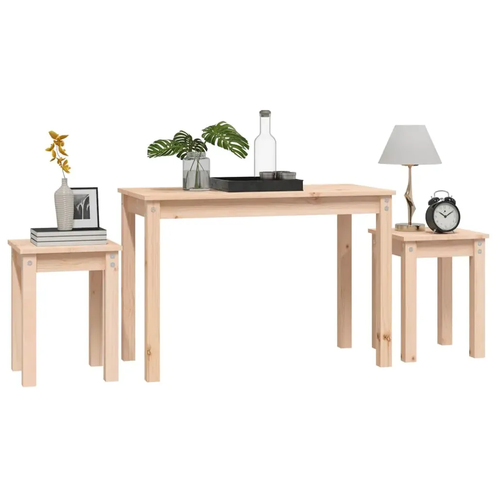 Nesting Tables 3 pcs Solid Wood Pine Price
